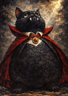 Vampire Cat in Red Cape