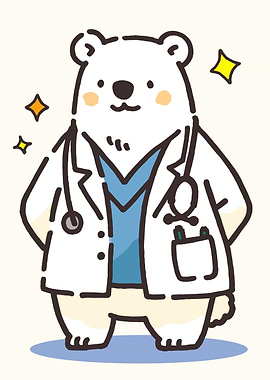 Cute doctor polar bear illustration
