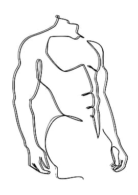 Minimalist Line Art of Muscular Torso