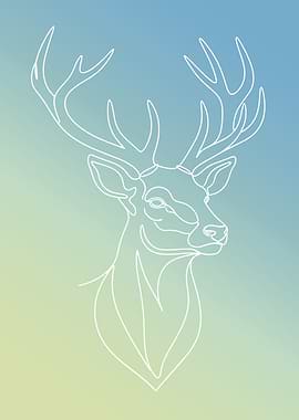 Minimalist Deer Line Art