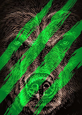 Aggressive Bear with Green Scratches