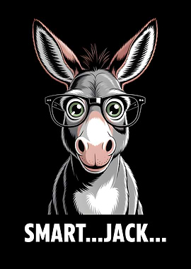 Smart Jackass Donkey Wearing Glasses