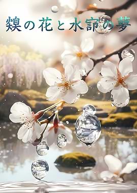 Cherry Blossoms and Water Droplets