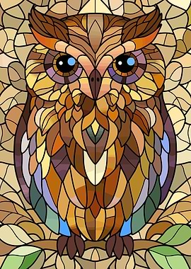 Stained Glass Owl Art