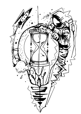 Astronaut and Hourglass Lightbulb
