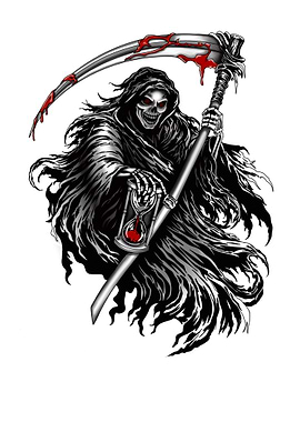 Grim Reaper with Scythe and Hourglass