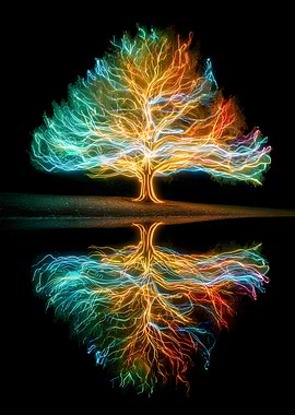 Glowing Tree Reflection