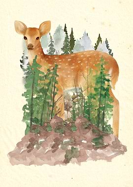 Fawn in a Forest