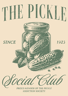 The Pickle Poster, Vintage Pickle Jar Art, Retro Social Club Wall Print