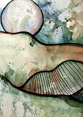 Surreal Landscape with Moon