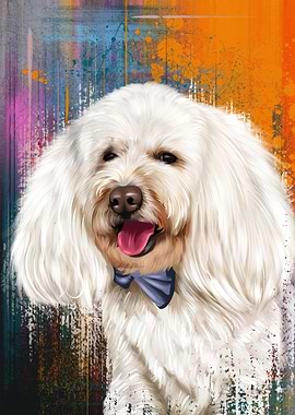 White Dog with Blue Bow Tie