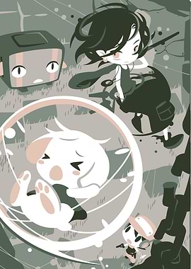 Cute Characters in a Whimsical Scene