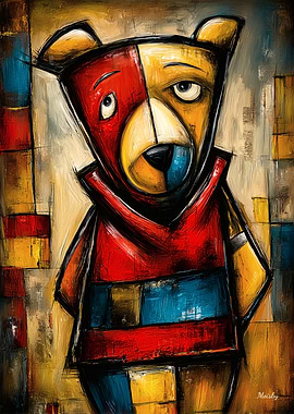 Fragmented Teddy Bear in Primal Abstraction