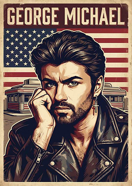 George Michael American Flag Poster