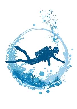 Scuba Diver in Water Splash Circle