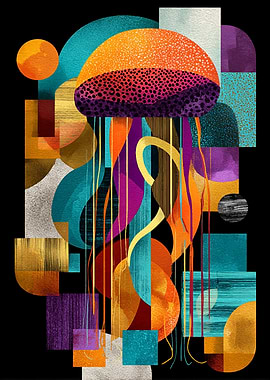 Abstract Jellyfish with Geometric Shapes