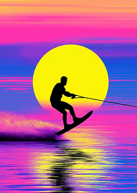 Wakeboarder at Sunset
