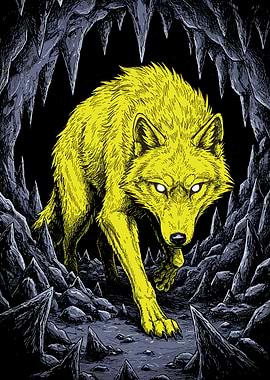 Yellow Wolf in a Cave