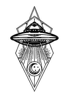 UFO with Moon and Stars