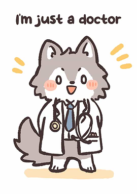 Cute Husky Doctor with Stethoscope