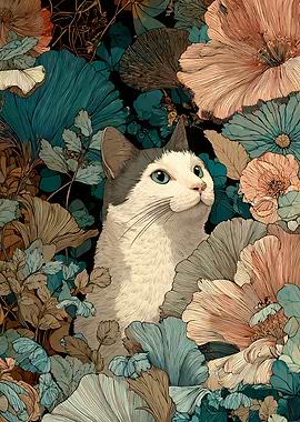 Cat Among Flowers