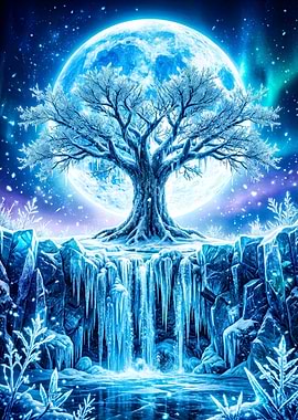 Enchanted Winter Tree and Moon