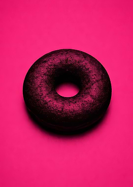 Dark Donut on Pink Background