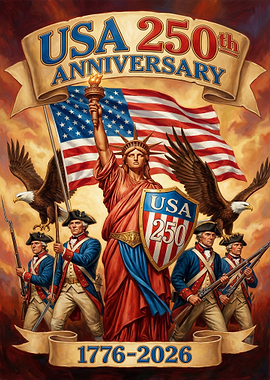USA 250th Anniversary Patriotic Painting