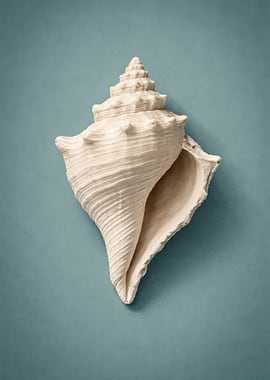 Seashell on a blue background