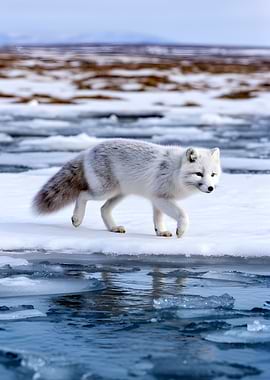 Arctic Fox on Ice