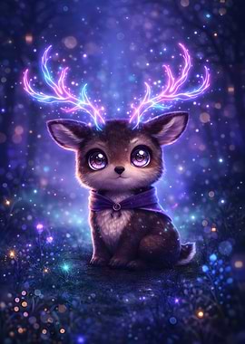 Cute Fawn with Glowing Antlers