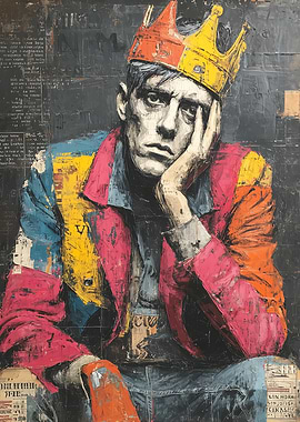 Man in Crown with Hand on Face