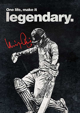 Inspirational Cricket Poster – “One Life, Make It Legendary” Motivational Wall Art