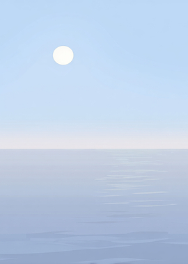 Minimalist seascape with sun