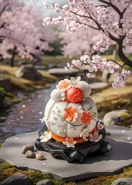 Japanese Garden Cake with Cherry Blossoms