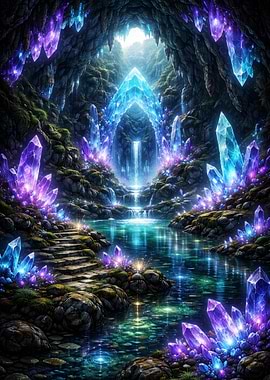Enchanted Crystal Cave Waterfall