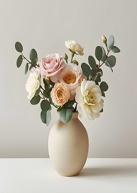 Soft Pink and White Floral Arrangement in Vase