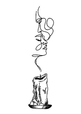 Abstract Faces and Candle Line Art