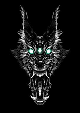 Fierce Wolf Head with Glowing Eyes