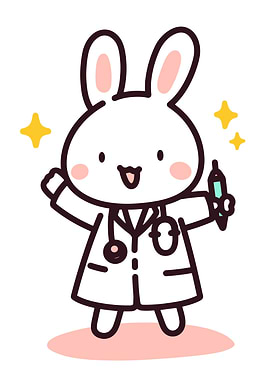 Cute doctor rabbit with syringe