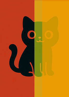 Split Black and Yellow Cat