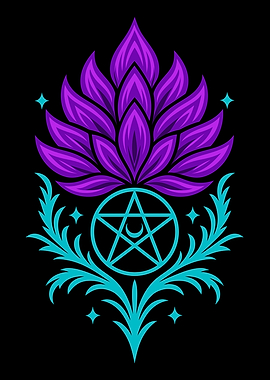Thistle Pentagram Art - Mystical Botanical Symbol