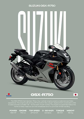 Suzuki GSX-R750 Motorcycle Poster