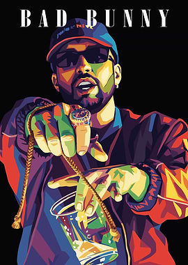 Bad Bunny Pop Art Portrait