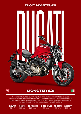 Ducati Monster 821 Motorcycle Poster