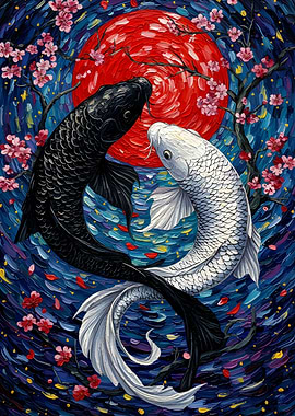 Yin Yang Koi Fish Painting