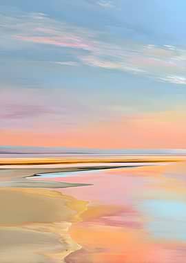 Serene Beach Sunset Reflection