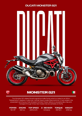 Ducati Monster 821 Motorcycle Poster