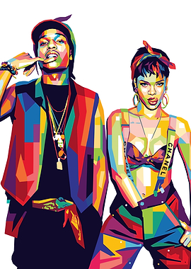 A$AP Rocky and Rihanna Pop Art Portrait