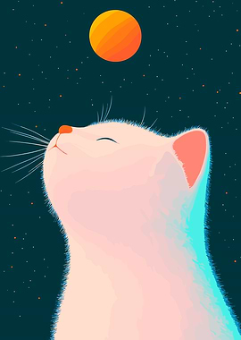 Cat looking at the moon